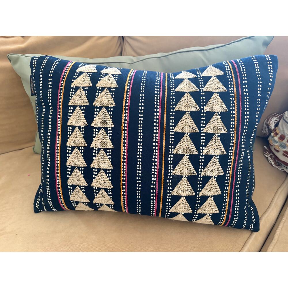 Pendelton Decorative Throw Pillow Navy Tribal Geometric Boho Lumbar Cushion